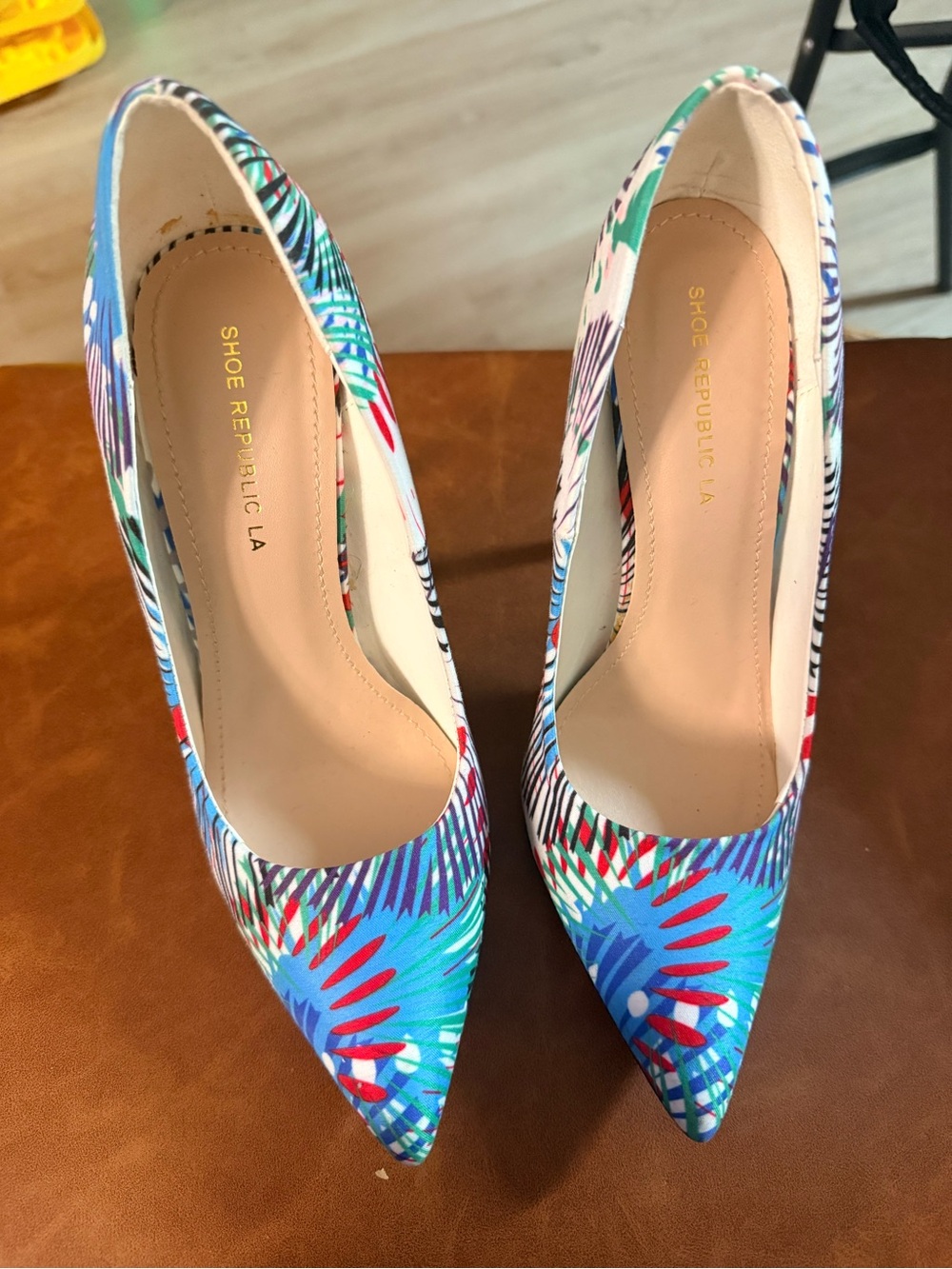Shoe Republic LA Multicolor Tropical Pointed-Toe Pumps